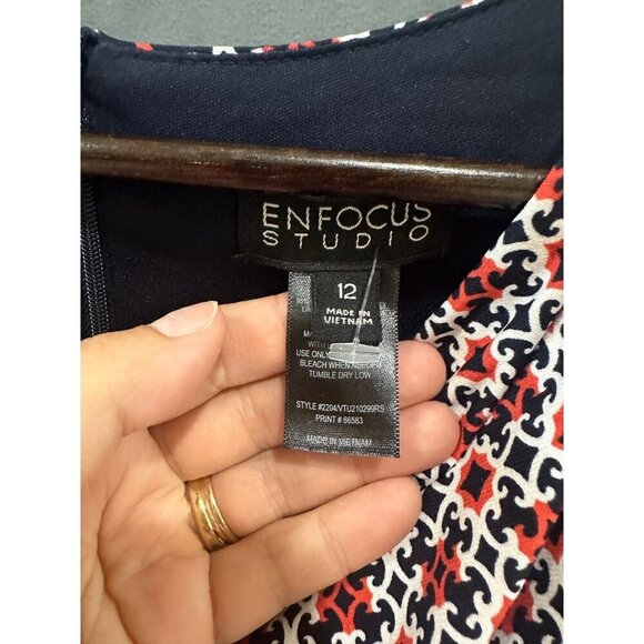 NWT Chic Orange & Navy Blue‎ Geometric Jumpsuit - Perfect for Summer Size 12 - Picture 5 of 10